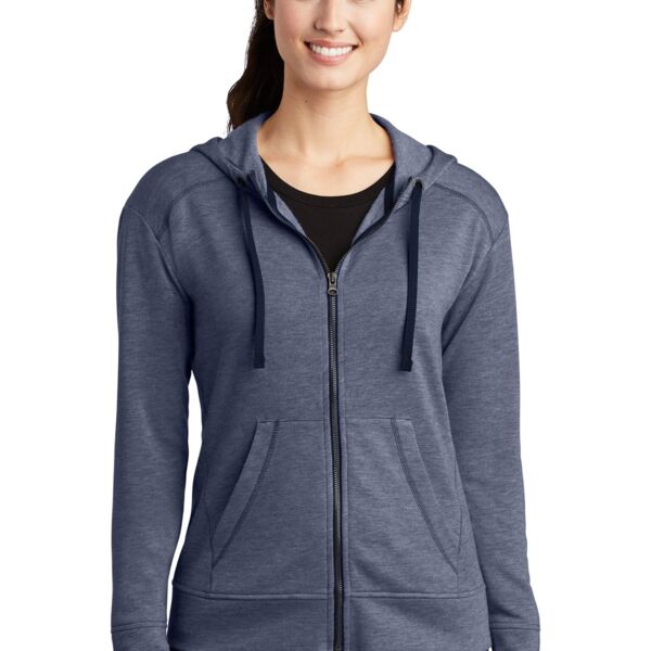 Ladies PosiCharge ® Tri Blend Wicking Fleece Full Zip Hooded Jacket Thumbnail